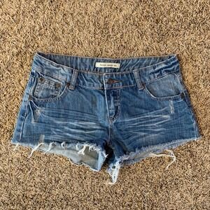 Forever 21 Distressed Denim Cutoff Jean Shorts Women's Blue Frayed Hem Size S